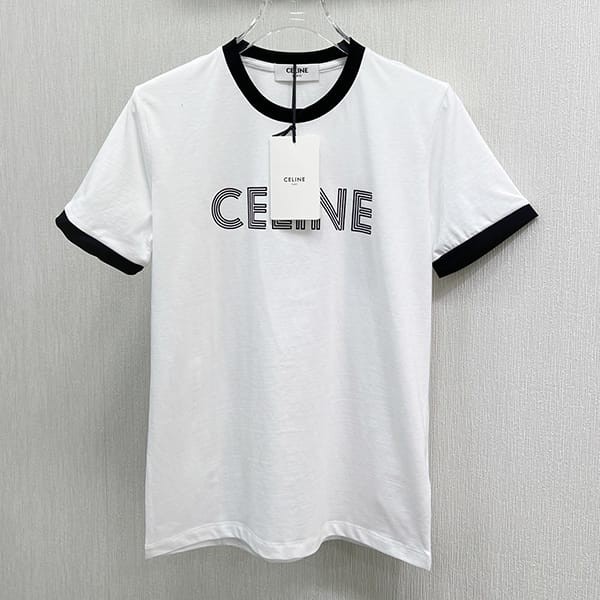 速達発送セリーヌ コットンジャージー ルーズ 半袖 Tシャツ 偽物 2色 Ceh33559